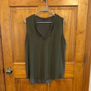 Papermoon Olive Green Sleeveless V-Neck Layered Hem Camisole